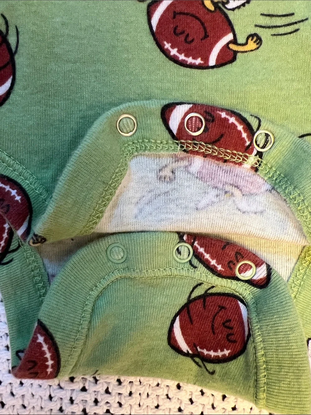 Old Navy | 100% Cotton Green Football-Print Long-Sleeve Baby Bodysuit Sz 6-12M